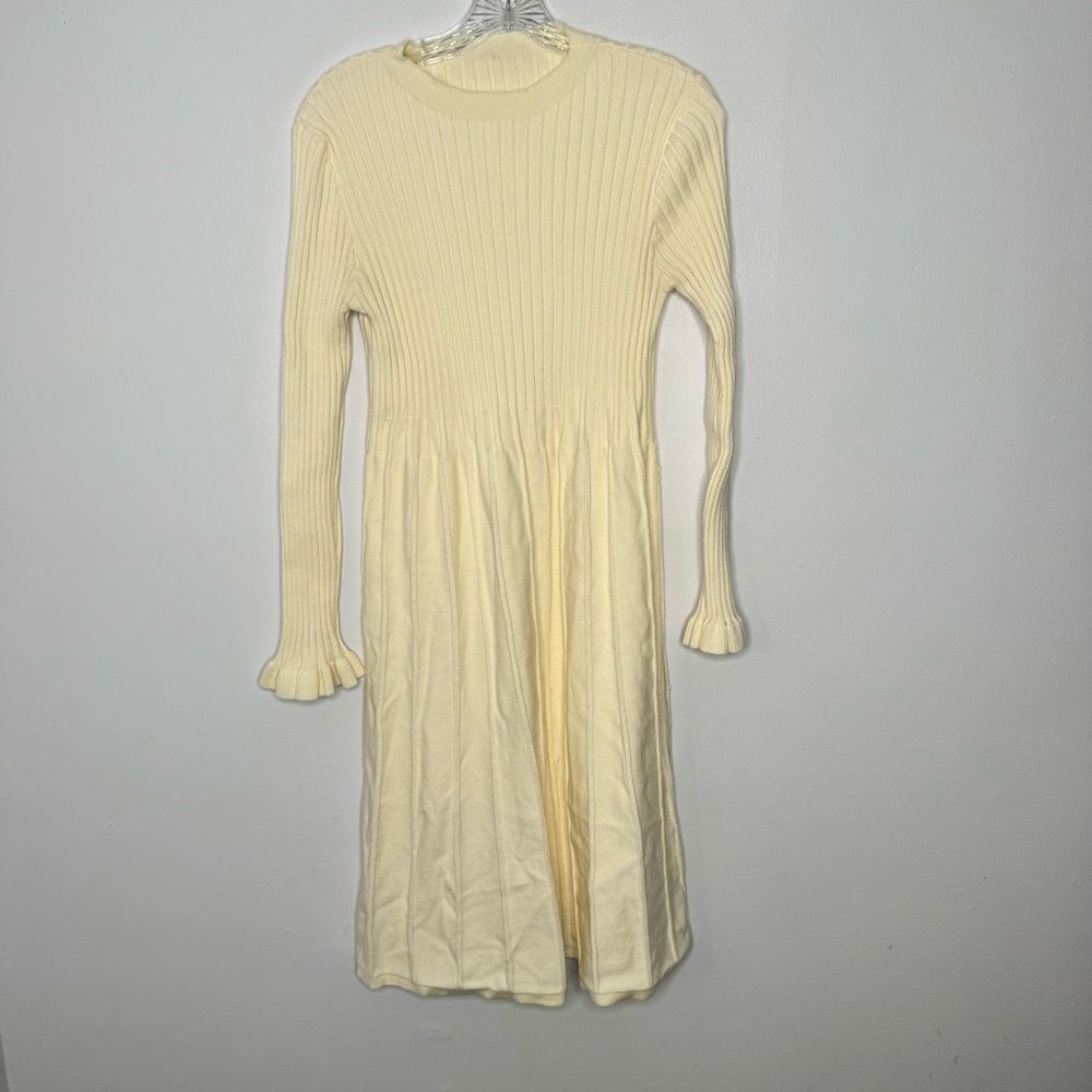Chicwish Cream Ribbed Knit Kids Dress